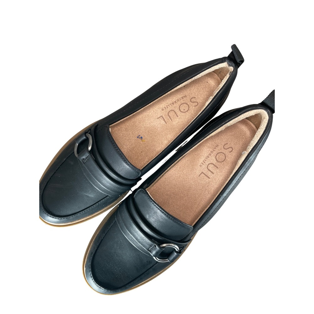 SOUL Naturalizer Joyla Black Platform Loafers Wedge Slip On Shoes Womens 7M - Picture 2 of 9
